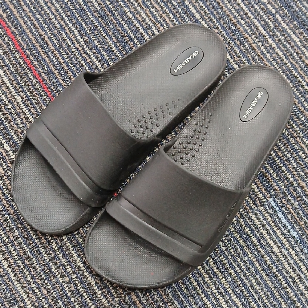 Men's Black OKABASHI Coast Slides Size 10 Beach Casual Minimal - Picture 2 of 7